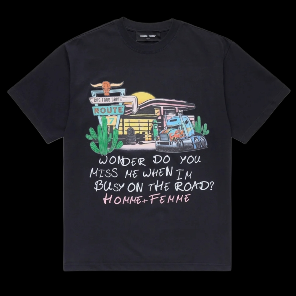 Homme Femme Black Graphic Tee - Short Sleeve